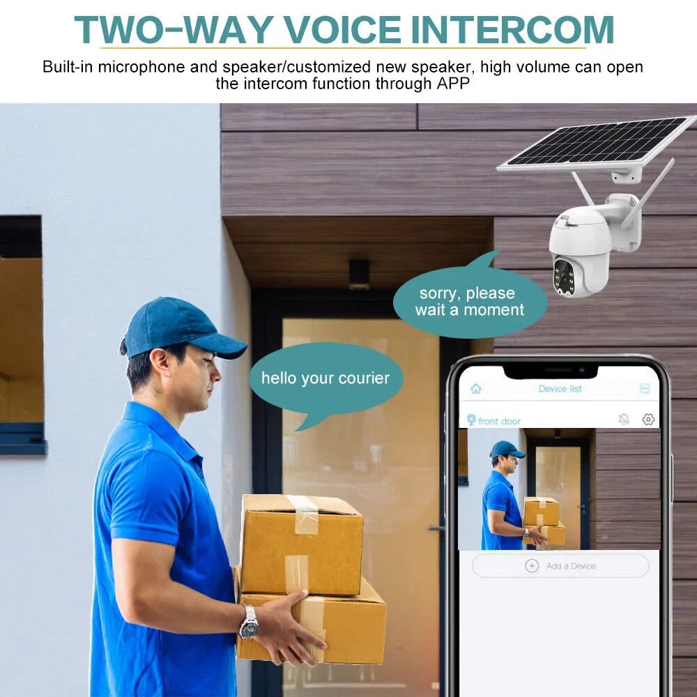 Home Wireless Security Camera System, Solar Battery Powered Wifi Camera Outdoor Pan/Tilt, Night Vision, Two Way Talk, Works with Android/Ios Assistant/Cloud, with 32GB Momery Card