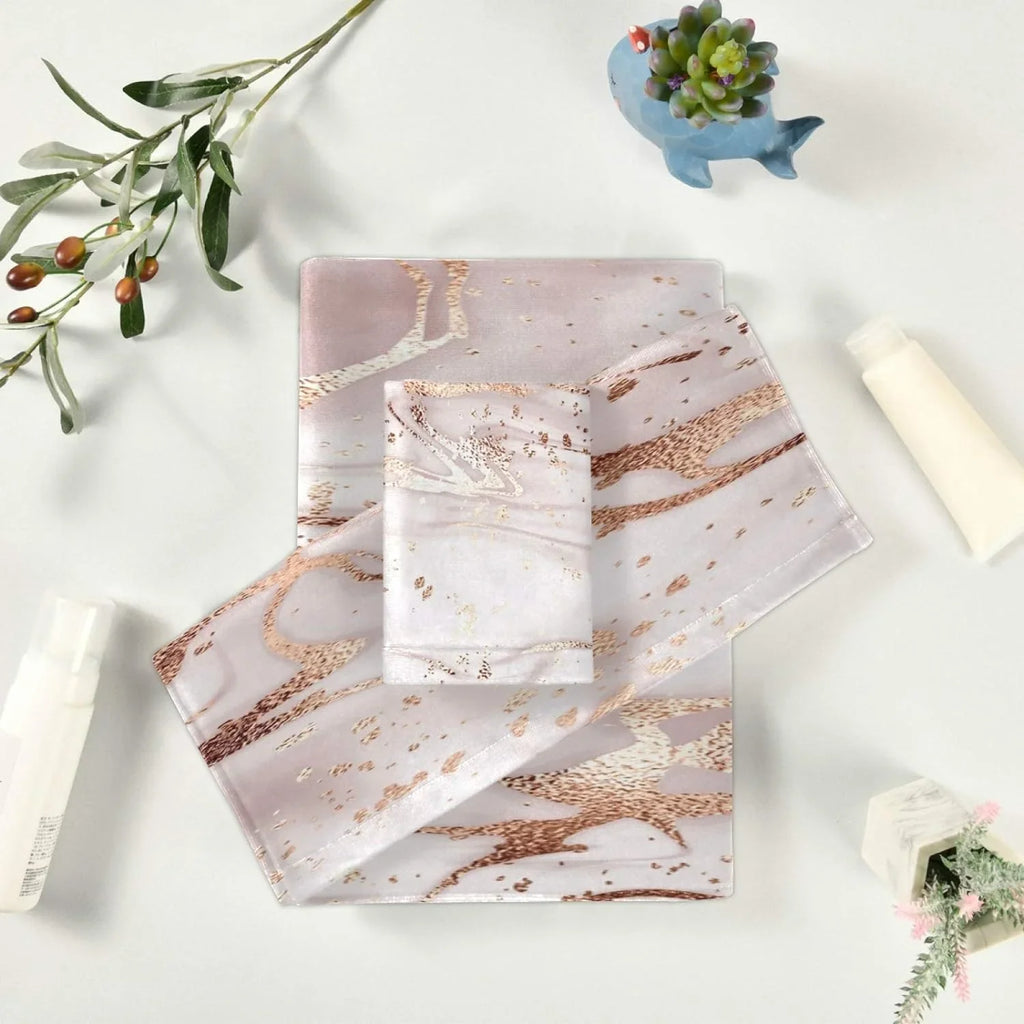 GZHJMY Rose Gold Abstract Marble Bath Towels Absorbent Bath Towels Set Soft & Comfortable Towel Set for Home Hotel Decor, 3 Piece