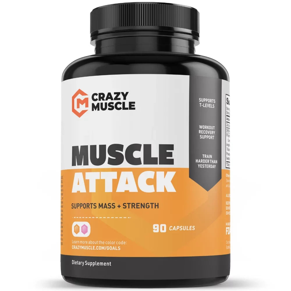 Muscle Attack: Keto Muscle Building Supplement with DHEA by Crazy Muscle - 90 Capsules