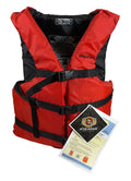 Stearns Adult Red PFD Personal Flotation Device Life Jacket - For Chest 30" to 52"