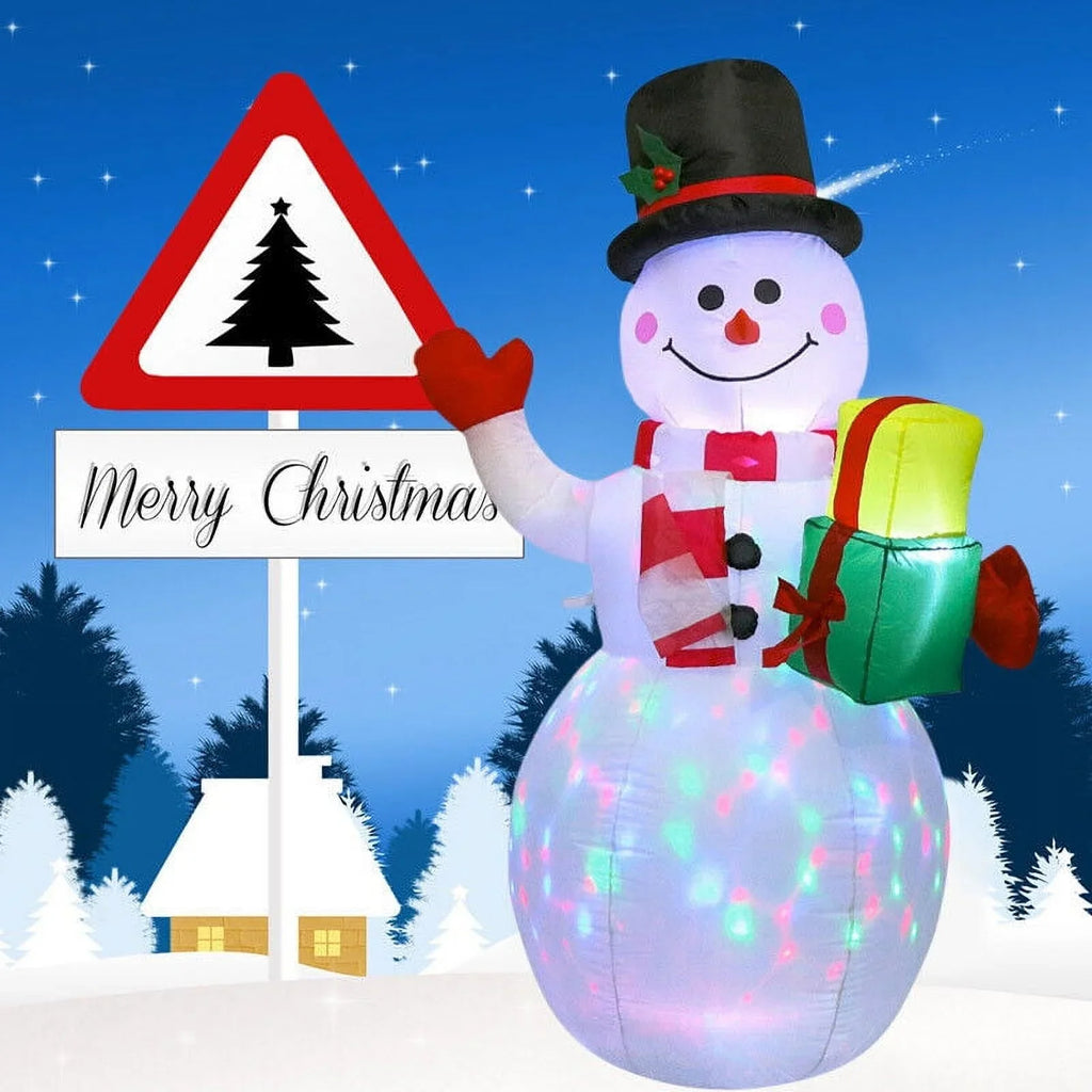 5ft Air-filled Snowman Airblown Christmas Decor Yard Decoration LED Lights for Xmas Home Garden Family Prop Lawn Holiday Party Outdoor Decor