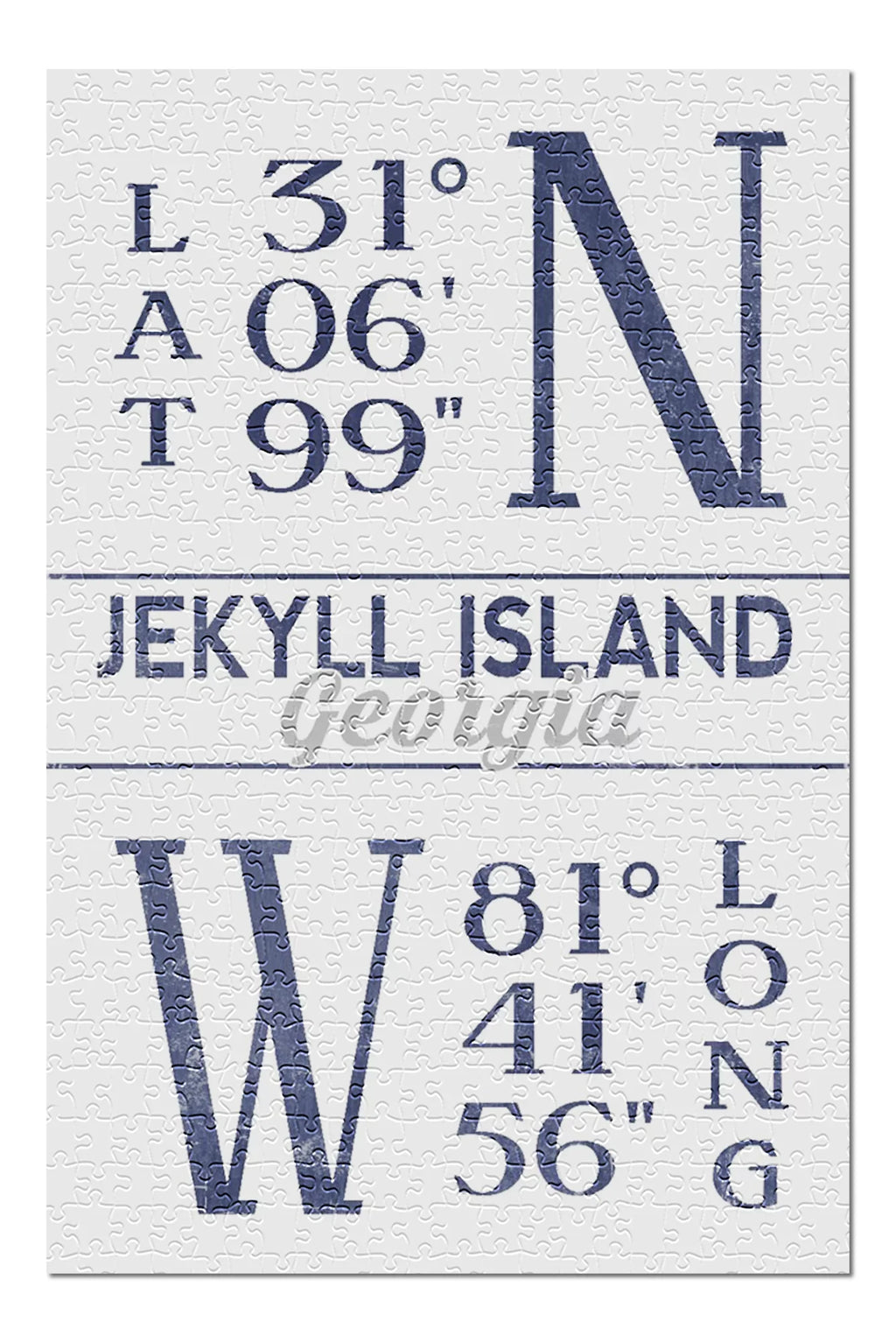 Jekyll Island, Georgia, Latitude and Longitude (Blue) (19x27 inches, Premium 500 Piece Jigsaw Puzzle for Adults and Family, Made in USA)