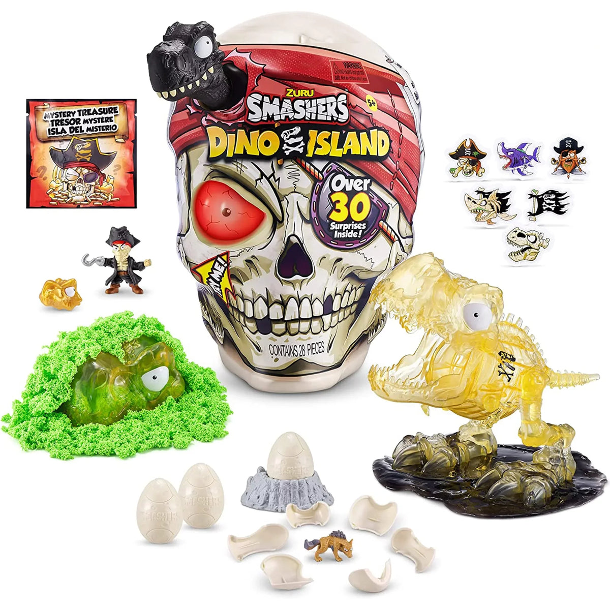 Smashers Dino Island Giant Skull (T-Rex) by ZURU with Over 30 Surprises, Mini Eggs and Figurines, Prehistoric Discovery Toy, Dinosaur Toys, Slime, Sand and More Age 5+