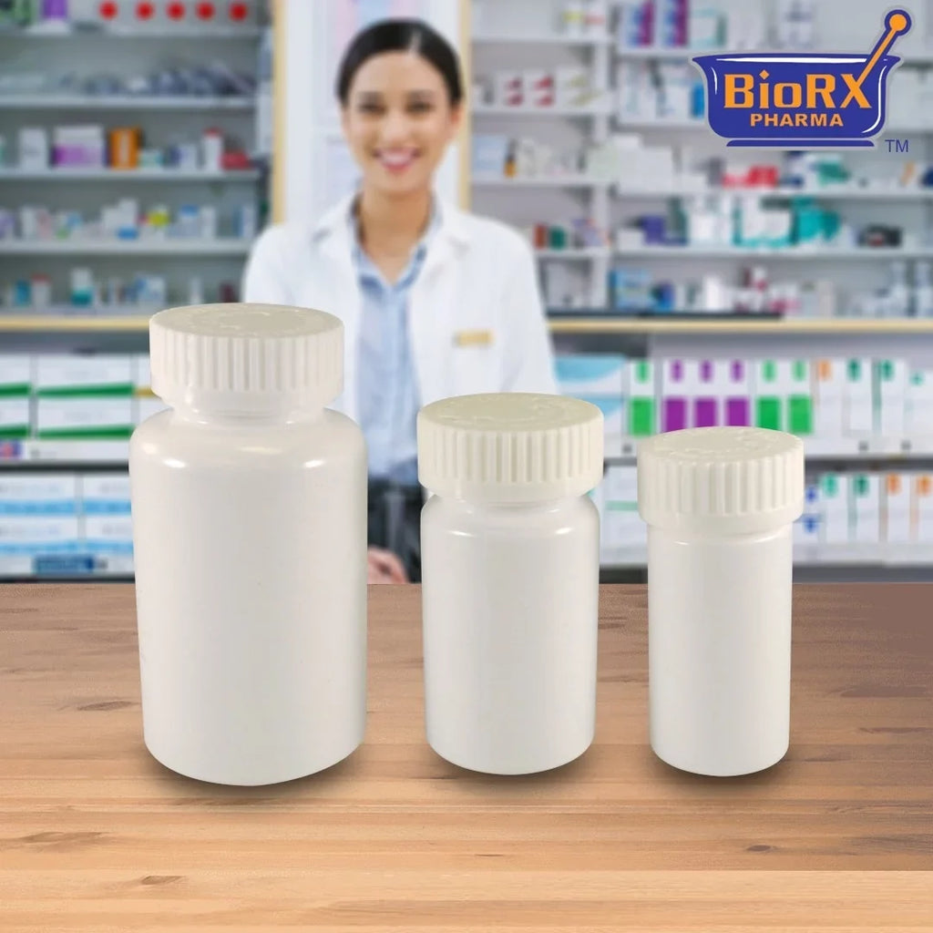 Pharmacy Vials 11 Dram WHITE (QTY. 300) Child-Resistant Caps, Mega-Pro, Caps Included by Sponix BioRx