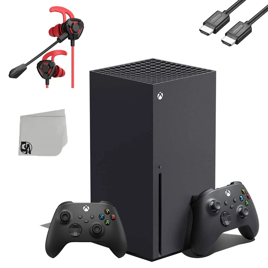 Pre-Owned Xbox Series X 16GB RAM Black Gaming Console With 2 Controller + G9 Earbuds With Microphone BOLT AXTION Bundle