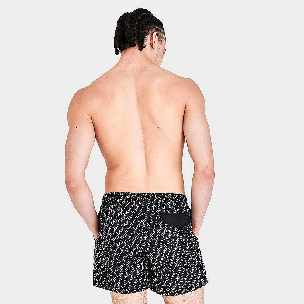MEN'S EMPORIO ARMANI EA7 GRAPHIC MONOGRAM SWIM SHORTS Size Large
