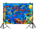 GCKG 7x5ft Sea World Photography Backdrop,Underwater World Ocean Animals Fish Coral Polyester Photography Backdrop Studio Photo Props Background