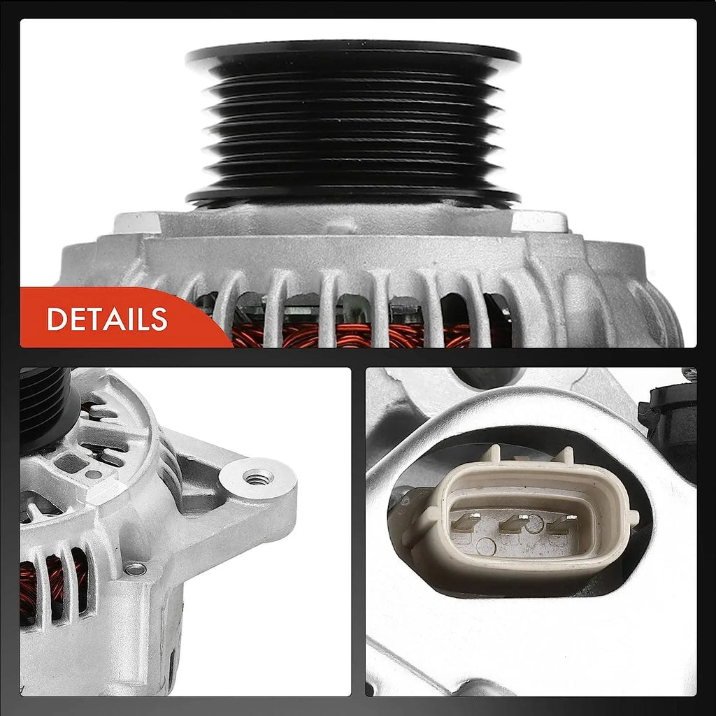 A-Premium Alternator Compatible with Isuzu Trooper 2000-2002 & Acura SLX 1999, V6 3.5L, 90Amp 12Volt CW 6-Groove Clutch Pulley