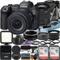 Canon EOS R6 Mark II Mirrorless Camera with RF 24-105mm Lens + Mount Adapter + 2 Pack SanDisk 32GB Memory Card + LED Flash + Case + ZeeTech Accessory