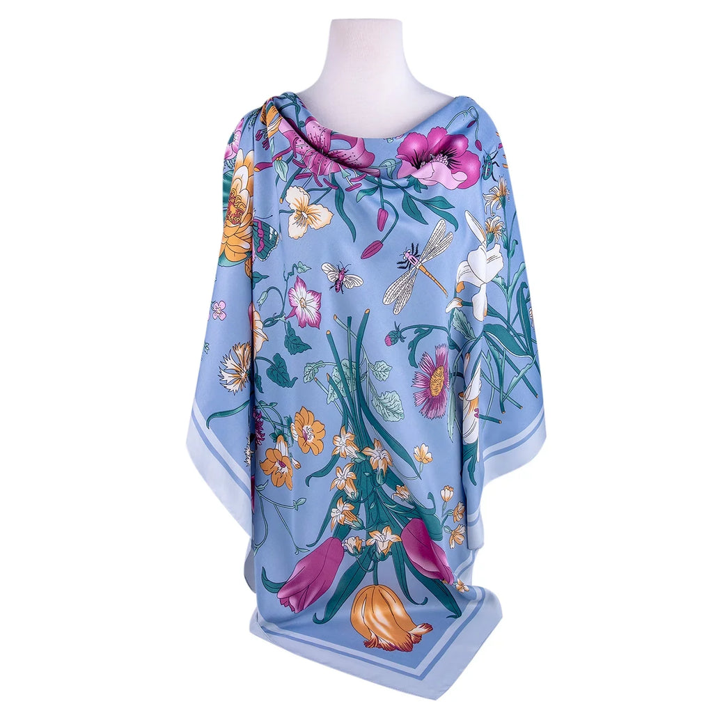 STP GOODS Evening Shawl and Wrap for Women Botany Lilac Silk Shawl 51x51'' (130 * 130 cm) Travel Scarf Tops Fashion Shawl for Wedding