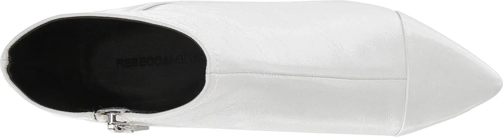 REBECCA MINKOFF Womens White Comfort Siya Pointed Toe Kitten Heel Zip-Up Leather Booties 7.5 M