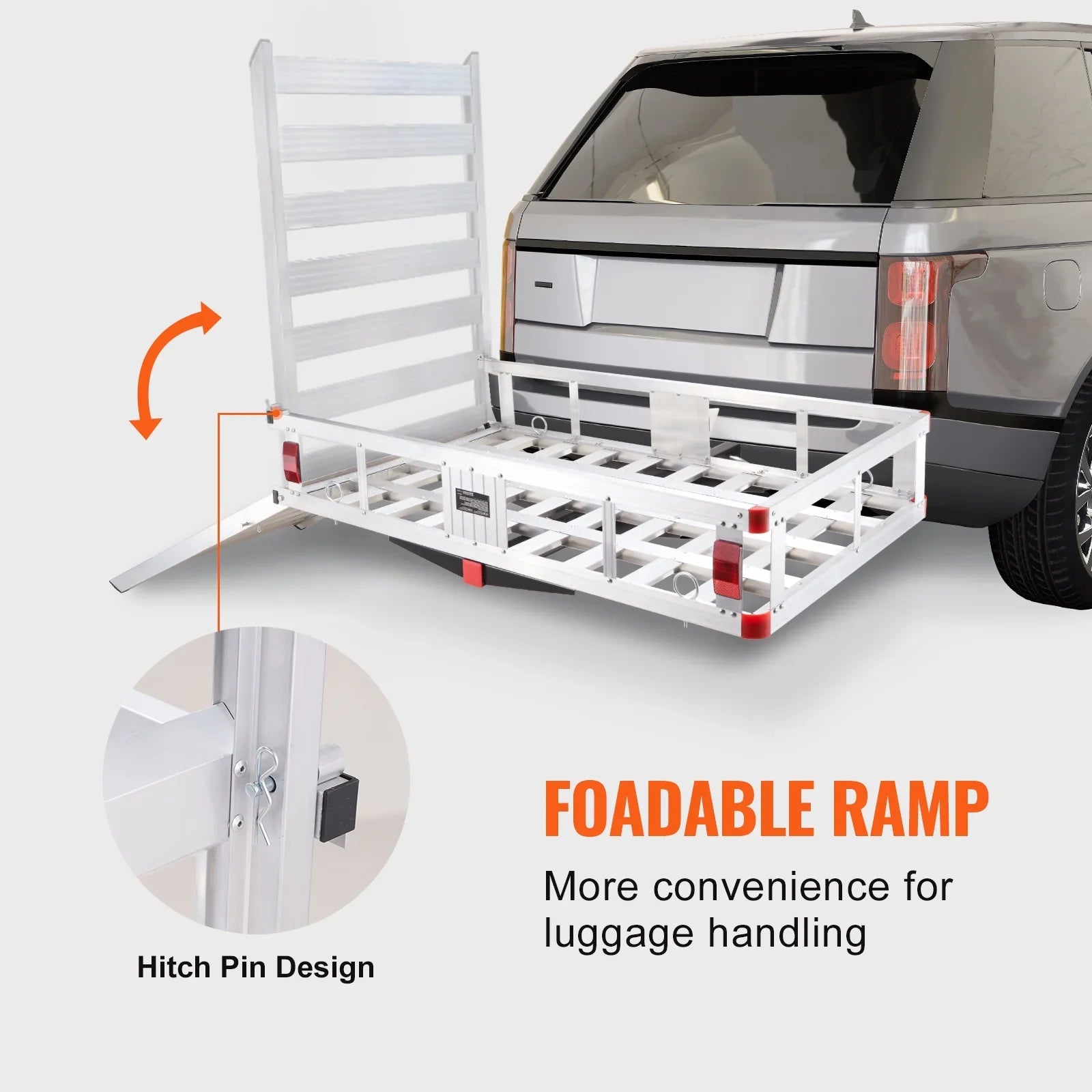 Hitch Mount Cargo Carrier 47x28x6 in 500lb and Folding Ramp Fits 2" Receiver