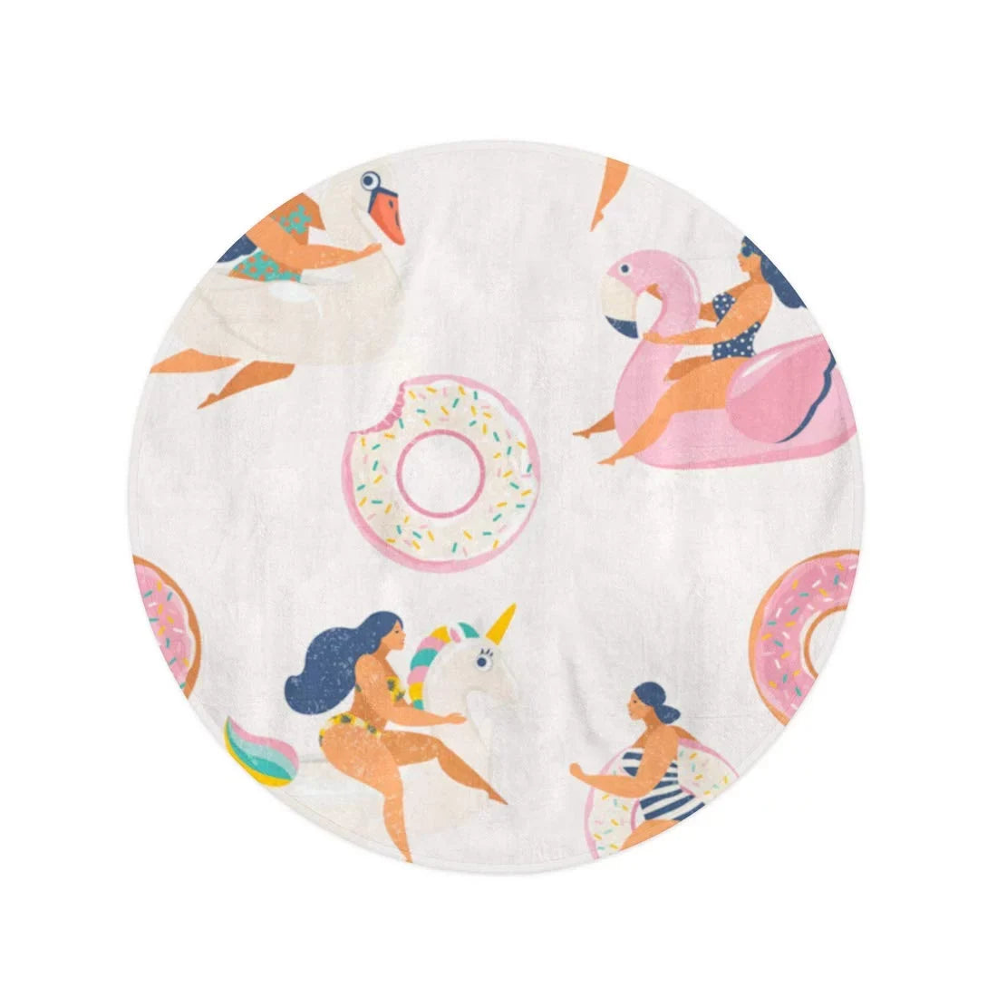 KDAGR 60 inch Round Beach Towel Blanket Flamingo Unicorn Swan and Sweet Donut Inflated Swimming Pool Travel Circle Circular Towels Mat Tapestry Beach Throw