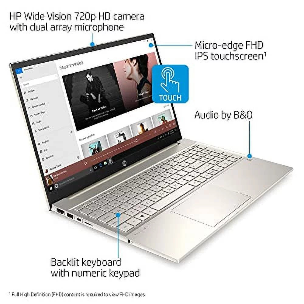 Pavilion 15-EG00 Laptop 2021 New, 15.6" FHD IPS Touchscreen, Intel i7-1165G7 4-Core, Iris Xe Graphics, 16GB DDR4, 512GB SSD, Backlit Keyboard, Wi-Fi 6, Card Reader, Win10 Pro, COU 32GB USB