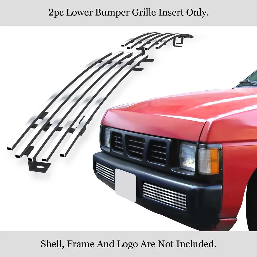 APS Premium Stainless Steel Chrome 8x6 Billet Grille Compatible with Nissan Hardbody Pickup 1995-1997 Lower Bumper N19-S71158N