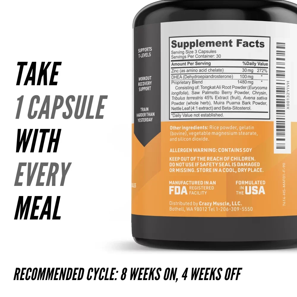 Muscle Attack: Keto Muscle Building Supplement with DHEA by Crazy Muscle - 90 Capsules