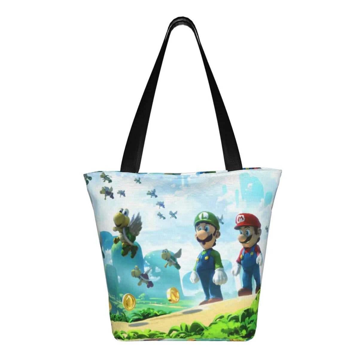 Cartoon Super Mario Luigi Women's Tote Bag Large Capacity Shoulder Handbag For Travel Beach Shopping Business Work School