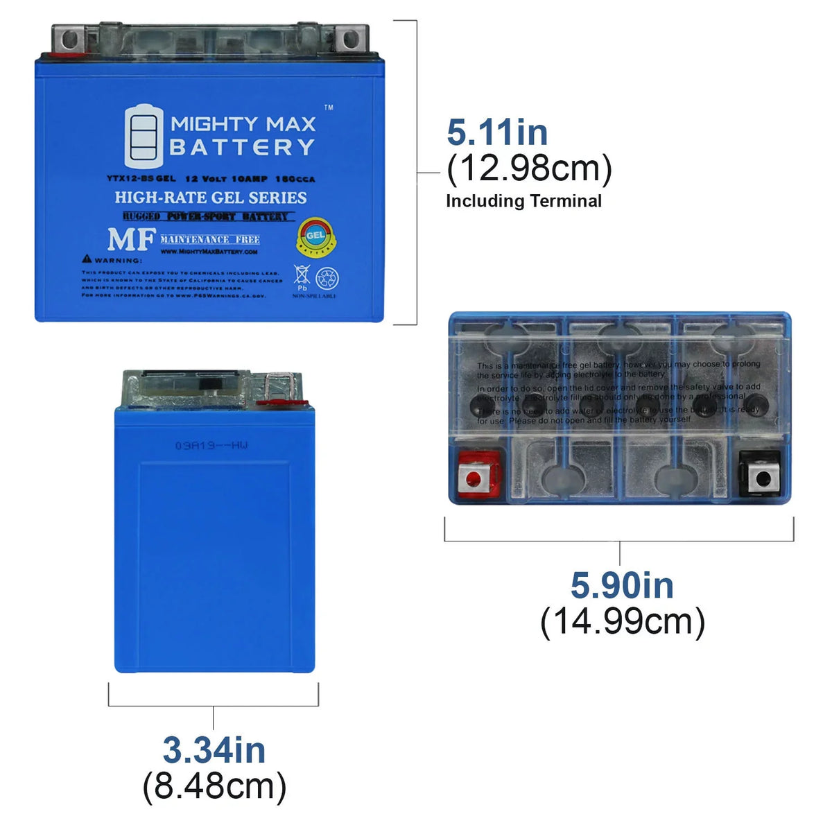 YTX12-BS GEL Replaces Suzuki GSX-R1000 01-04 + 12V 2Amp Charger