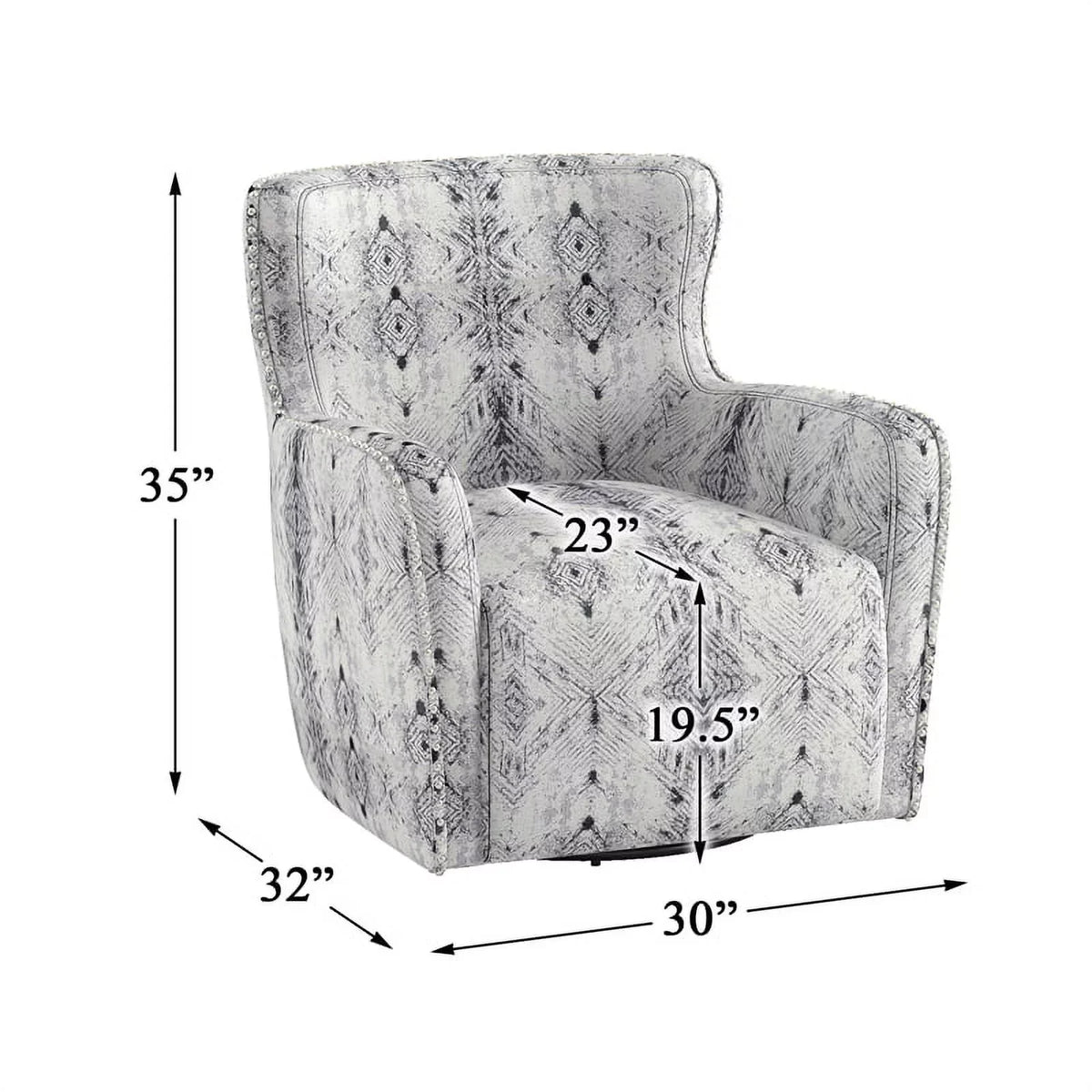 Lexicon Lonita 30" Contemporary Chenille Geometric Swivel Chair in Off White