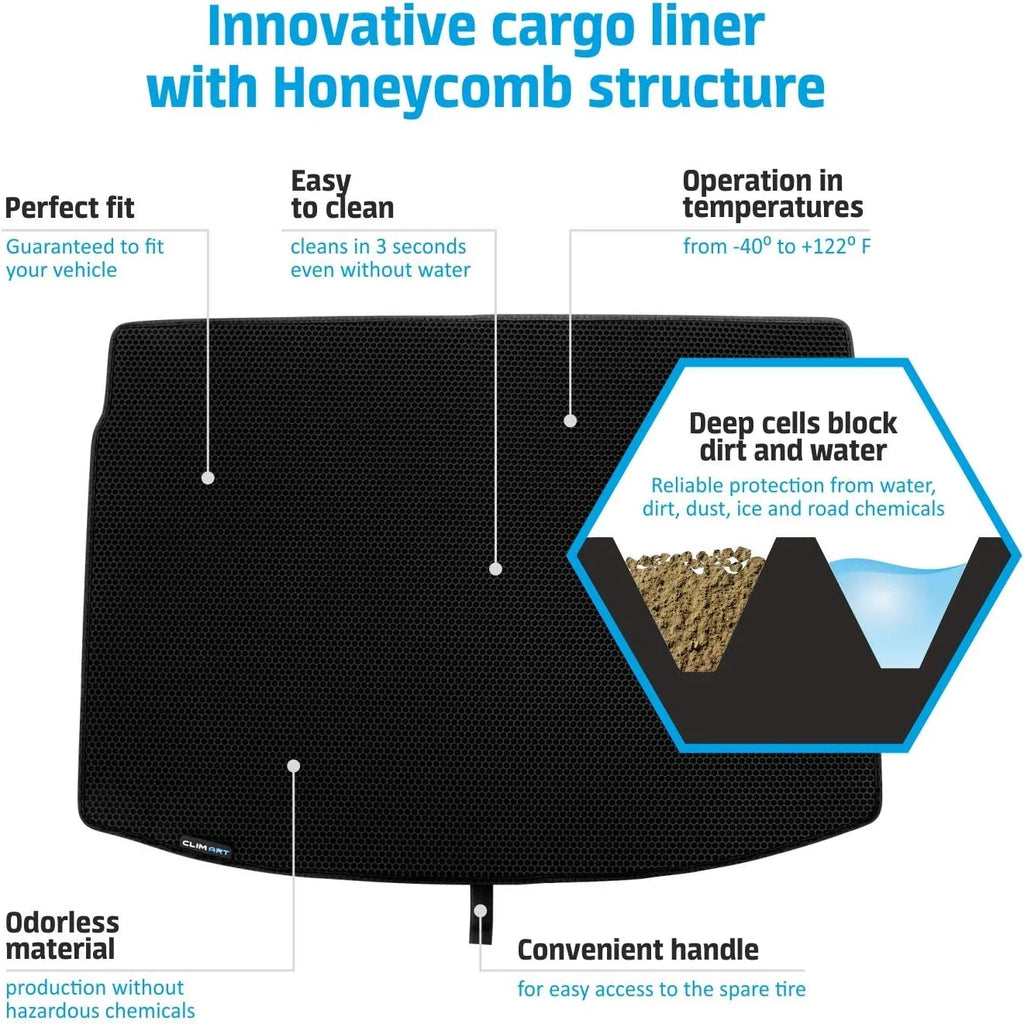 CLIM ART Cargo Liner for Toyota 4Runner 2010-2021 Custom Fit Trunk Mat, with Honeycomb Dirtproof & Waterproof Technology - All-Climate, Heavy Duty, Anti-Slip Cargo Liner, Luggage - FL01110148