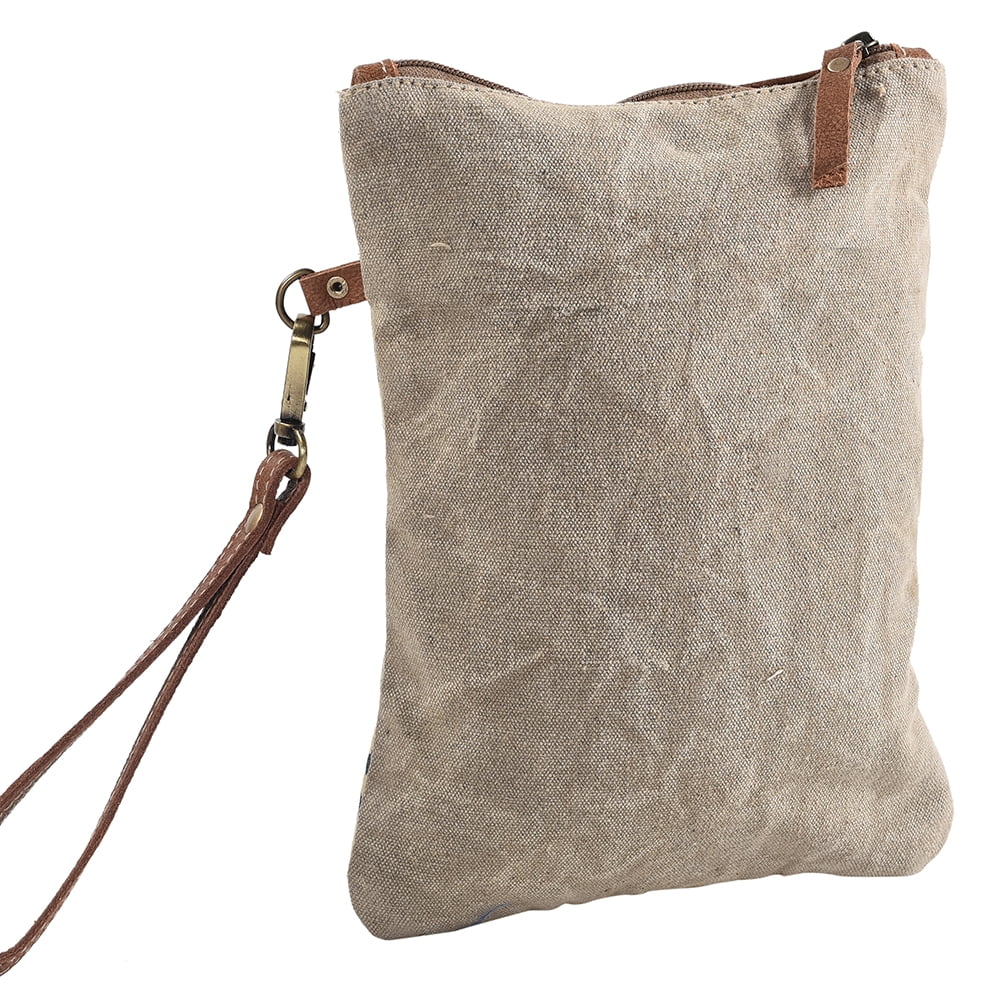 KB OHLAY WRISTLET Upcycled Canvas Genuine Leather women bag western handbag purse