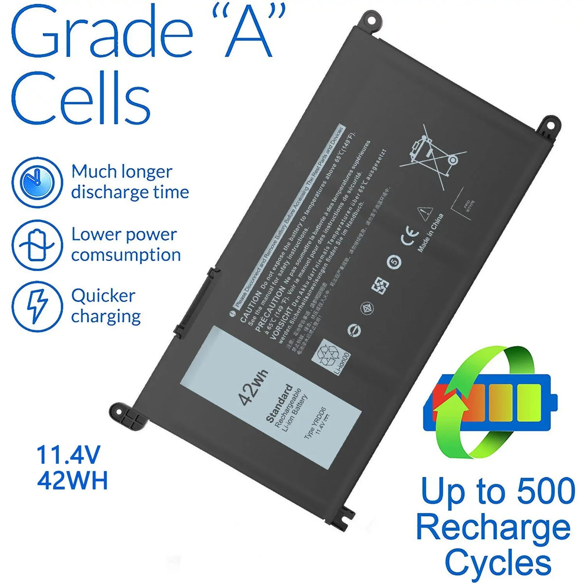42Wh YRDD6 Laptop Battery for Inspiron 7586 5482 5485 5491 3310 3493 2in1