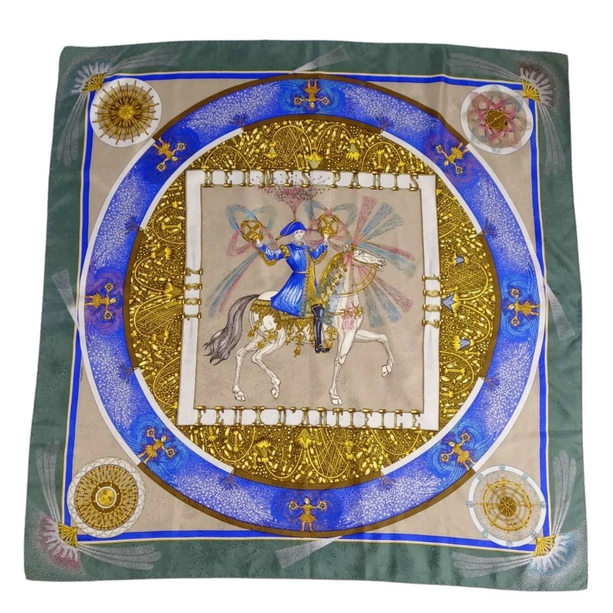 Pre-Owned HERMES Scarf Muffler Carre90 FEUX D'ARTIFICE Fireworks Silk Women's Multicolor (Good)