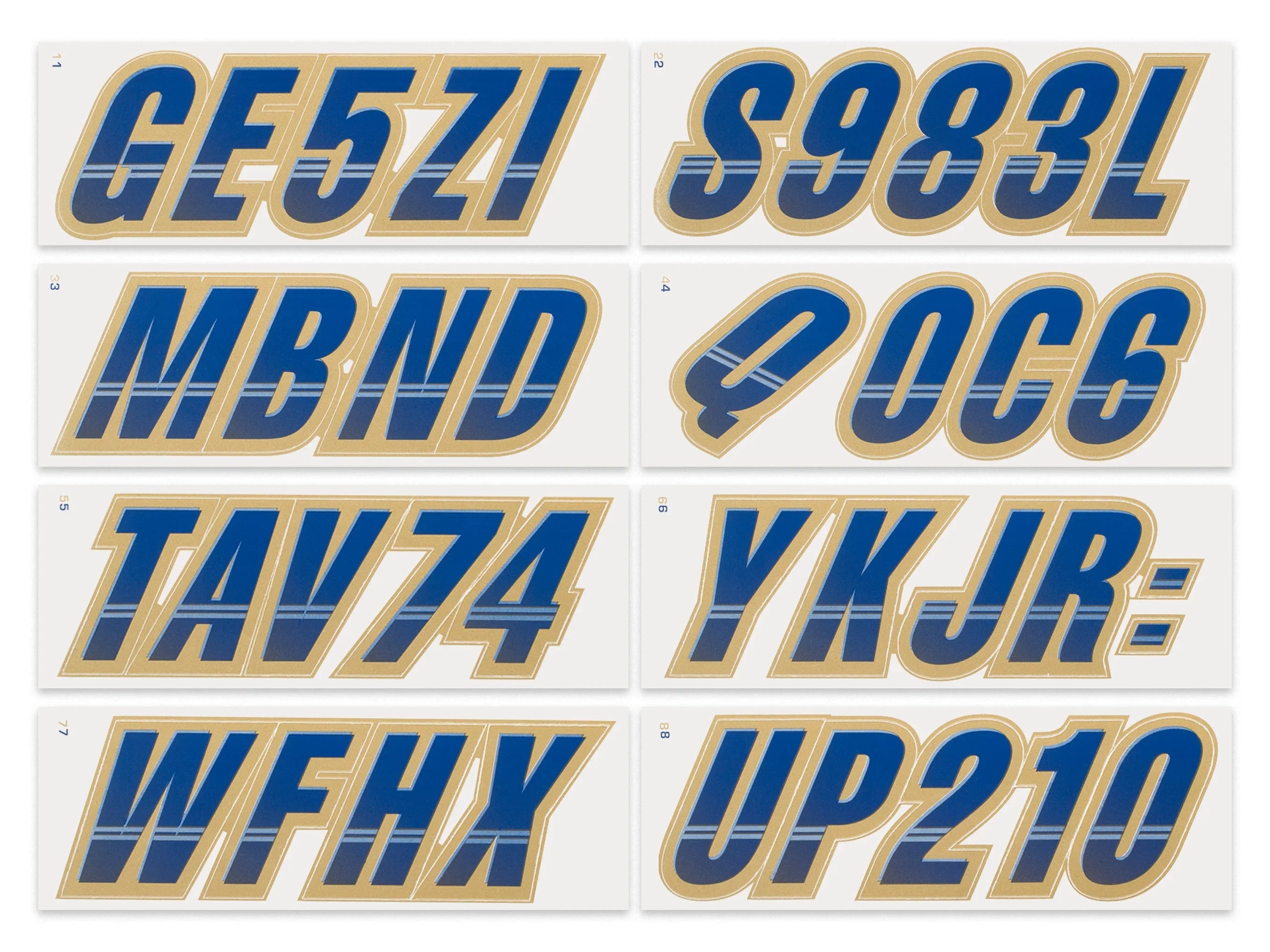 STIFFIE Techtron Navy/Gold 3" Alpha-Numeric Identification Custom Kit Registration Numbers & Letters Marine Stickers Decals for Boats & Personal Watercraft PWC