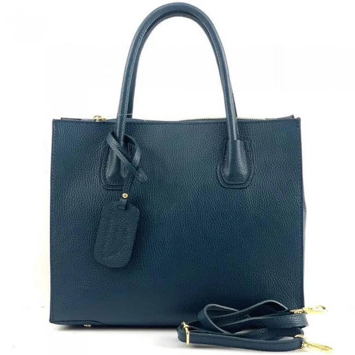 Italian Artisan Stella Handcrafted Leather Tote Handbag, Dark Turquoise - Medium