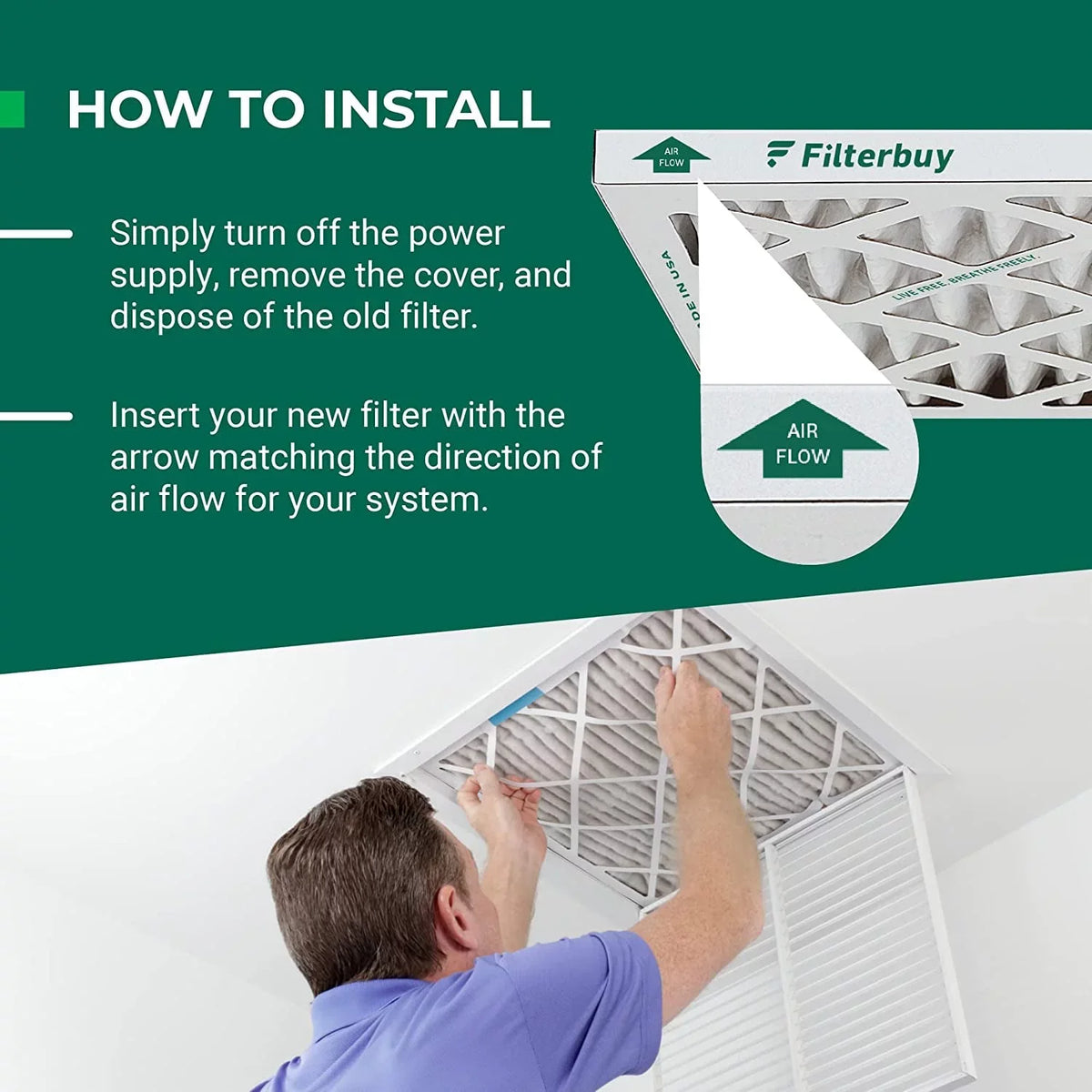 Filterbuy 20x25x4 MERV 13 Pleated HVAC AC Furnace Air Filters (3-Pack)