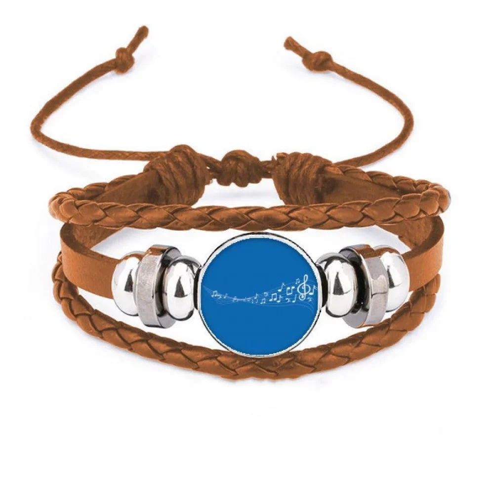 Terweavg 5-le Staff Blue Art Deco Fashion Bracelet Wristband Leather Jewelry Ornament