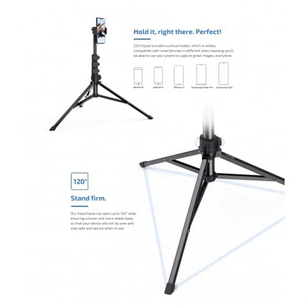 67" Extendable Tripod Stand Wireless Remote Shutter Selfie Stick Q1R for Alcatel Jitterbug Smart 2, REVVL 2 - iPhone XS Max XR X 8 PLUS 7 Plus SE (2020) 6S 13 Pro Max 12 Pro Max 11 Pro Max