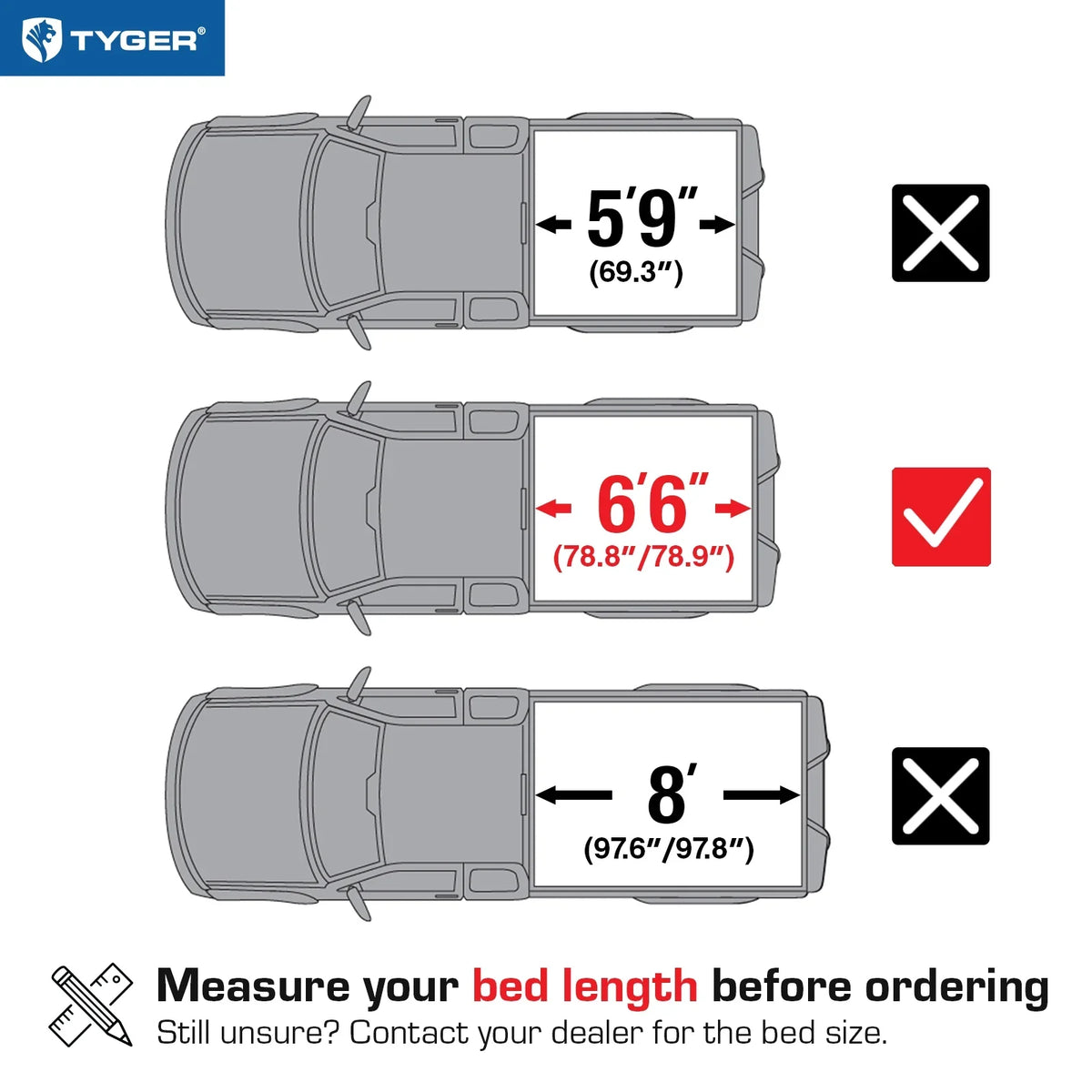 Tyger Auto T3 Soft Tri-fold Truck Bed Tonneau Cover Compatible with 2014-2018 Chevy Silverado / GMC Sierra 1500; 2015-2019 2500HD 3500HD; 2019 LD/Limited | 6'6" Bed | TG-BC3C1007 | Vinyl