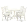 East West Furniture Dining Set - One Kitchen Table & Four Wood Seat Chairs, Linen White - 5 Piece