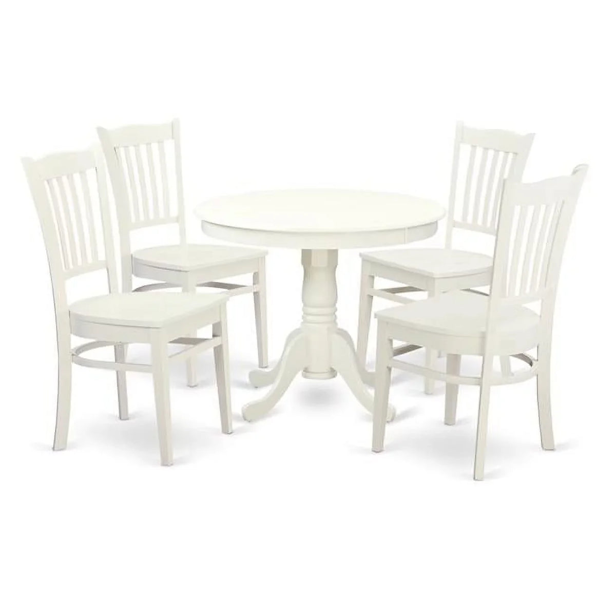 East West Furniture Dining Set - One Kitchen Table & Four Wood Seat Chairs, Linen White - 5 Piece
