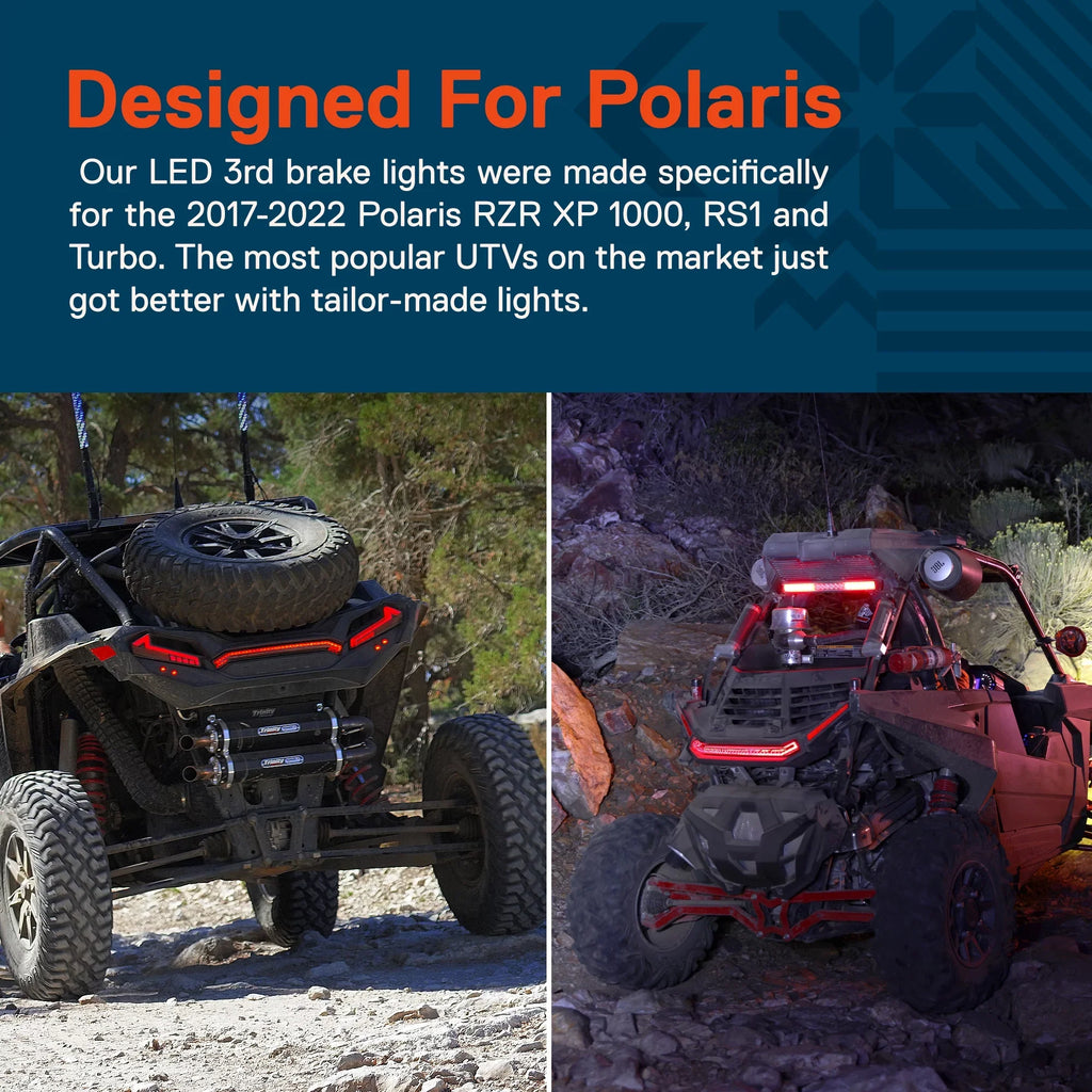 LED 3rd Brake Center Tail Light for Polaris RZR XP 1000 Turbo Sportsman 1000 XP 2019 2020 2021 2022 UTV [Thunder Design] [DOT-Rated] - Smoked