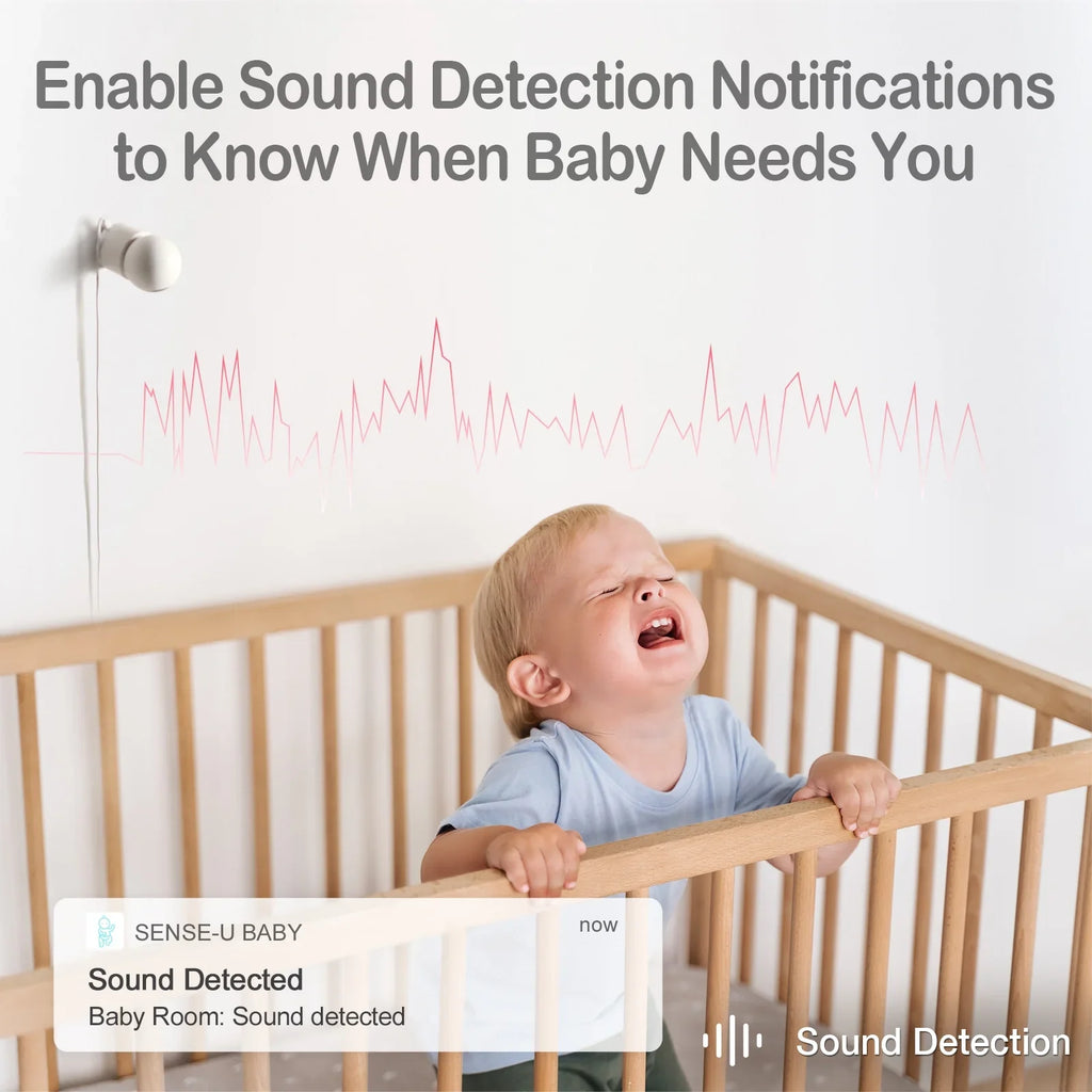 Sense-U Smart 2K Video Baby Monitor(FSA&HSA Eligible) with No Monthly Fee, Pan-Tilt-Zoom, Person/Baby Crying Sound/Motion Detection, 2-Way Talk, Night Vision, Background Audio, Activity Zone