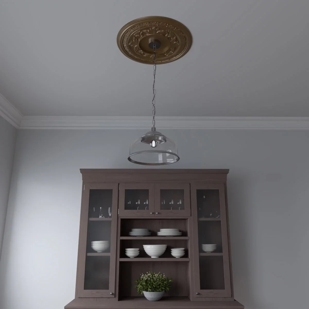 Ekena Millwork 22"OD x 3 1/2"ID x 1"P Baltimore Thermoformed Plastic Ceiling Medallion (Fits Canopies up to 7 3/4"), Metallic Gold Rush