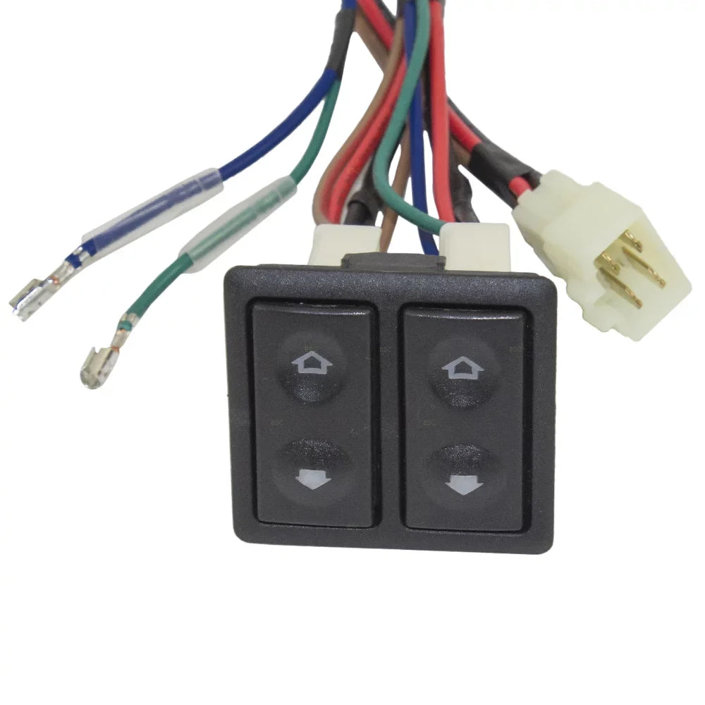 Brock Replacement Universal Power Window Switch Kit Rocker Design with Bezels, Switch & Wiring Harness Compatible with 2-Door Pickup Truck SUV Van Car