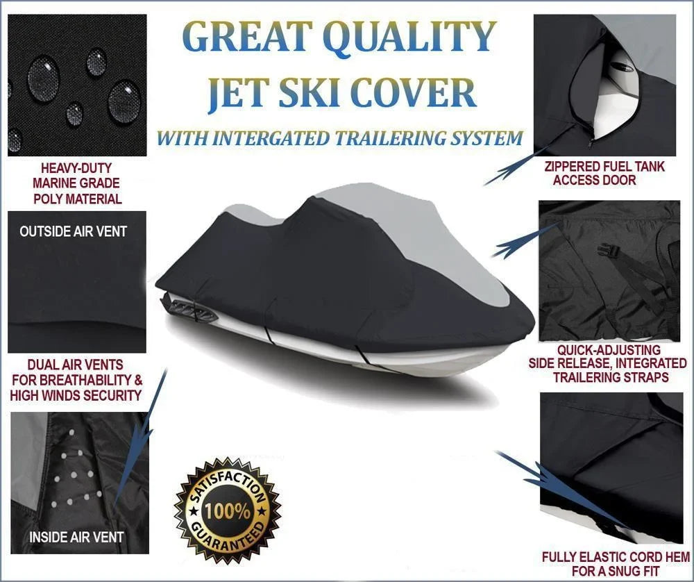 SUPER HEAVY-DUTY TOP OF THE LINE JETSKI Cover Compatible for Yamaha VXS 2011-2014 Jet Ski PWC Watercraft Cover
