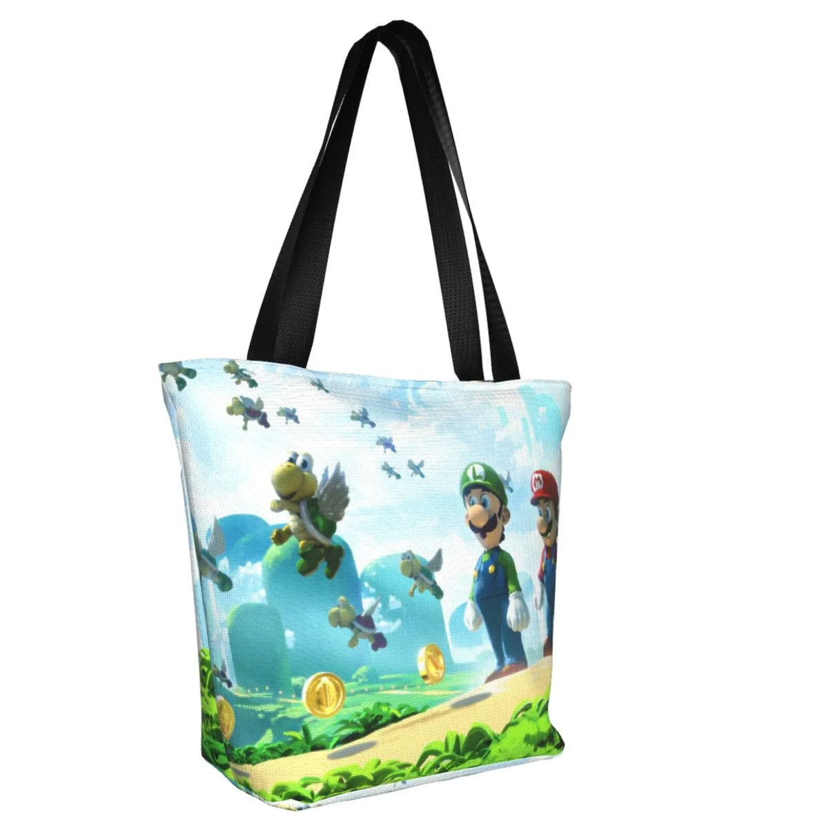 Cartoon Super Mario Luigi Women's Tote Bag Large Capacity Shoulder Handbag For Travel Beach Shopping Business Work School