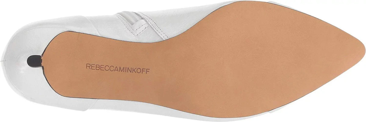 REBECCA MINKOFF Womens White Comfort Siya Pointed Toe Kitten Heel Zip-Up Leather Booties 7.5 M