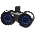 Pyle Dual Bluetooth Off-Road Speakers - 6.5” 200W 2-Way Marine Waterproof Wakeboard Tower Sound System w/LED Light, Full Range Outdoor Stereo Speaker for Car ATV Jeep Boat, Includes Brackets (Black)