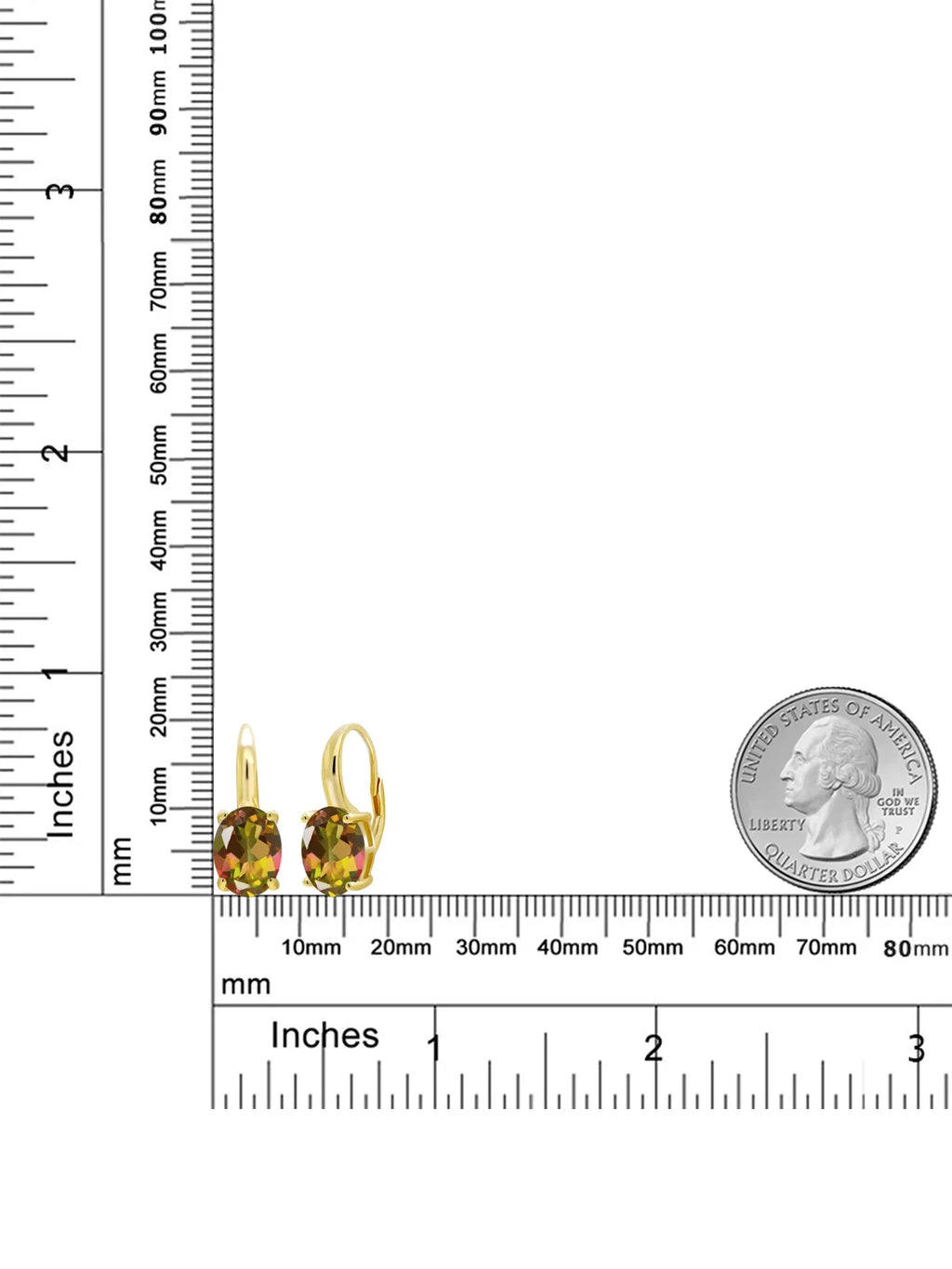 Gem Stone King 9.00 Ct Oval Mango Mystic Topaz 18K Yellow Gold Plated Silver Earrings