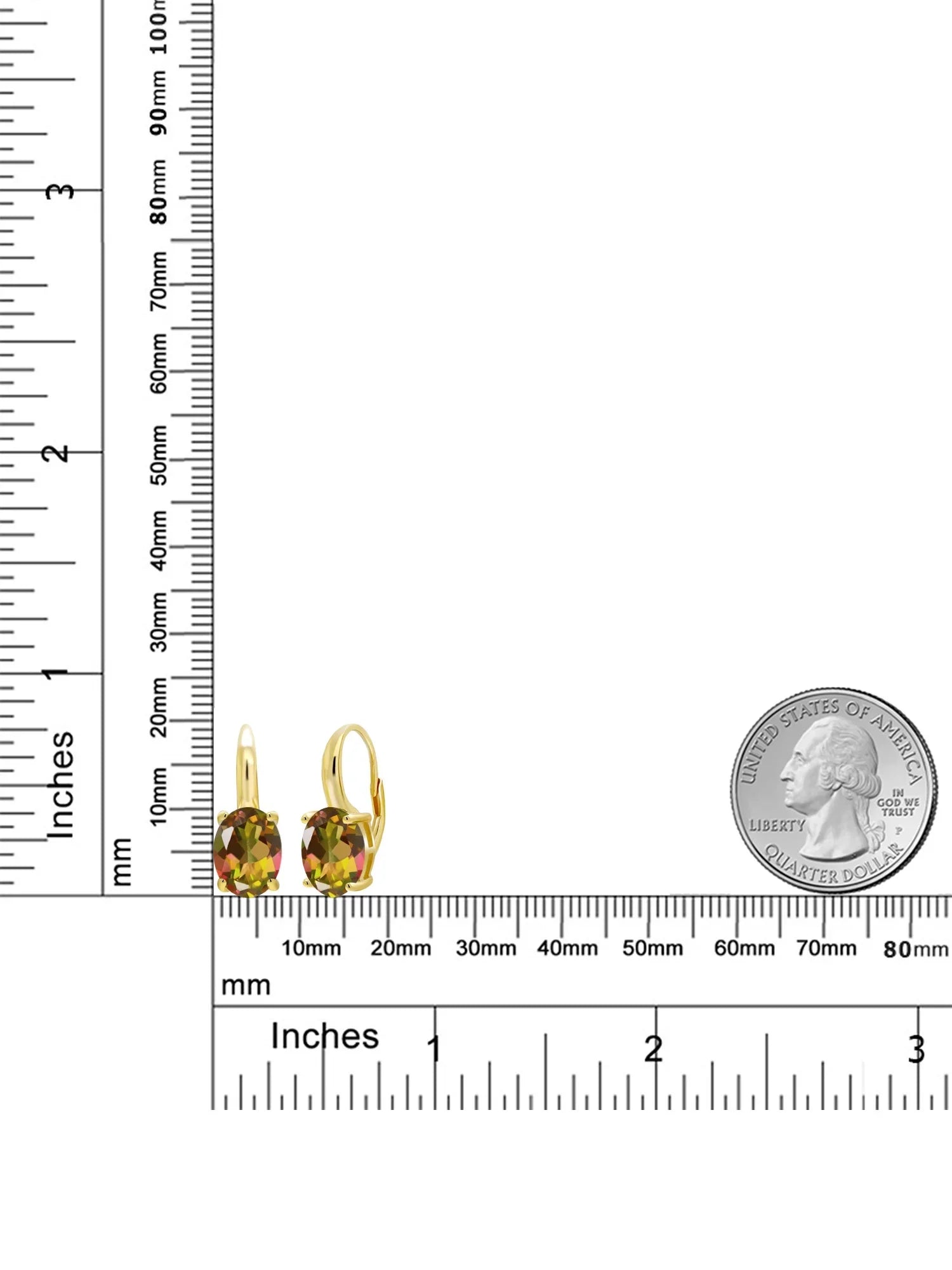 Gem Stone King 9.00 Ct Oval Mango Mystic Topaz 18K Yellow Gold Plated Silver Earrings