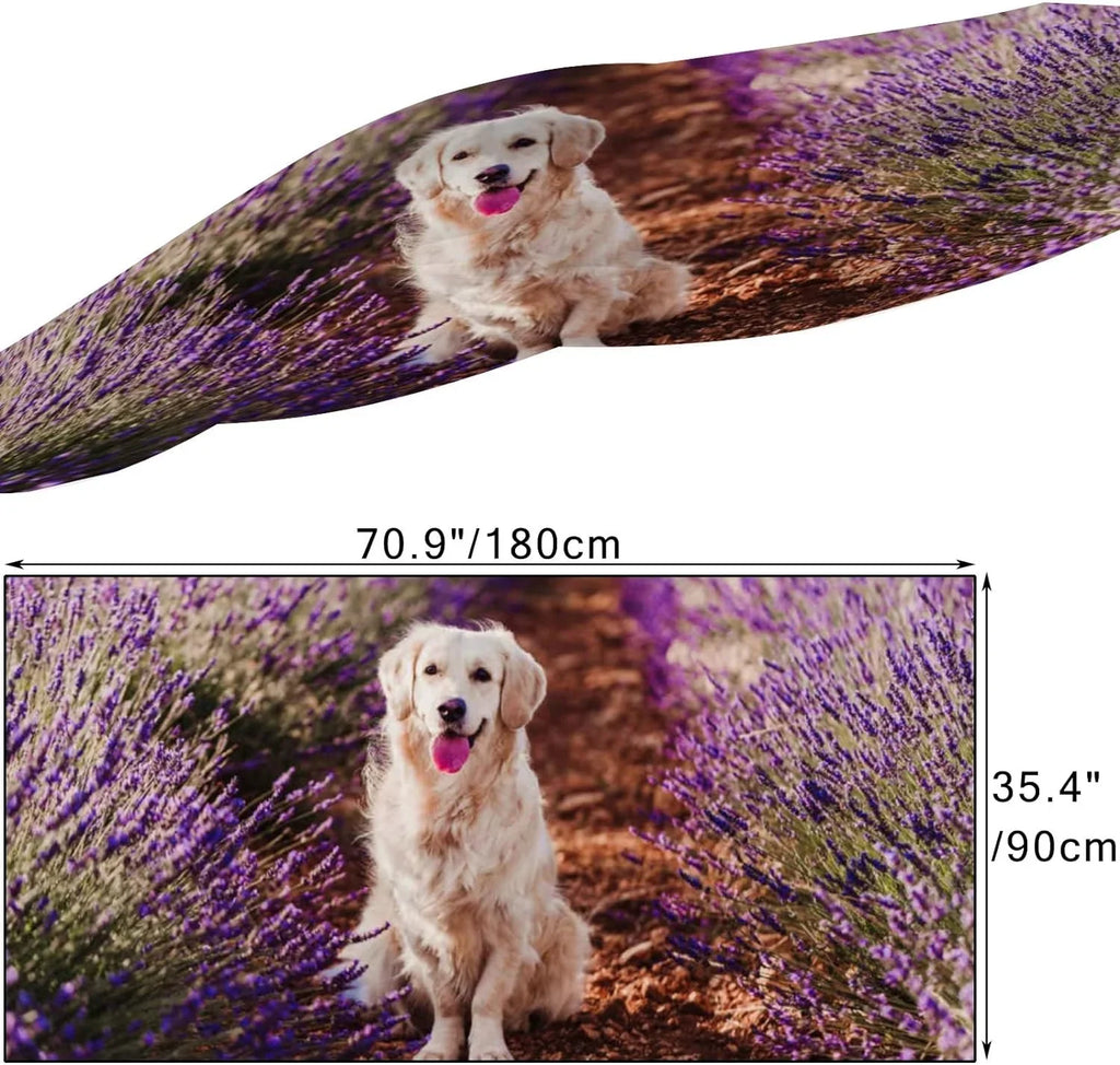 Hyjoy Adorable Golden Retriever Dog in Lavender Field Long Silk Neck Scarf Lightweight Shawl Wrap Scarves for Women Girls