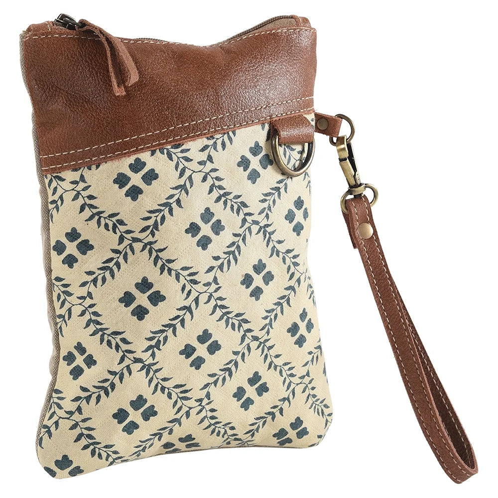 KB OHLAY WRISTLET Upcycled Canvas Genuine Leather women bag western handbag purse