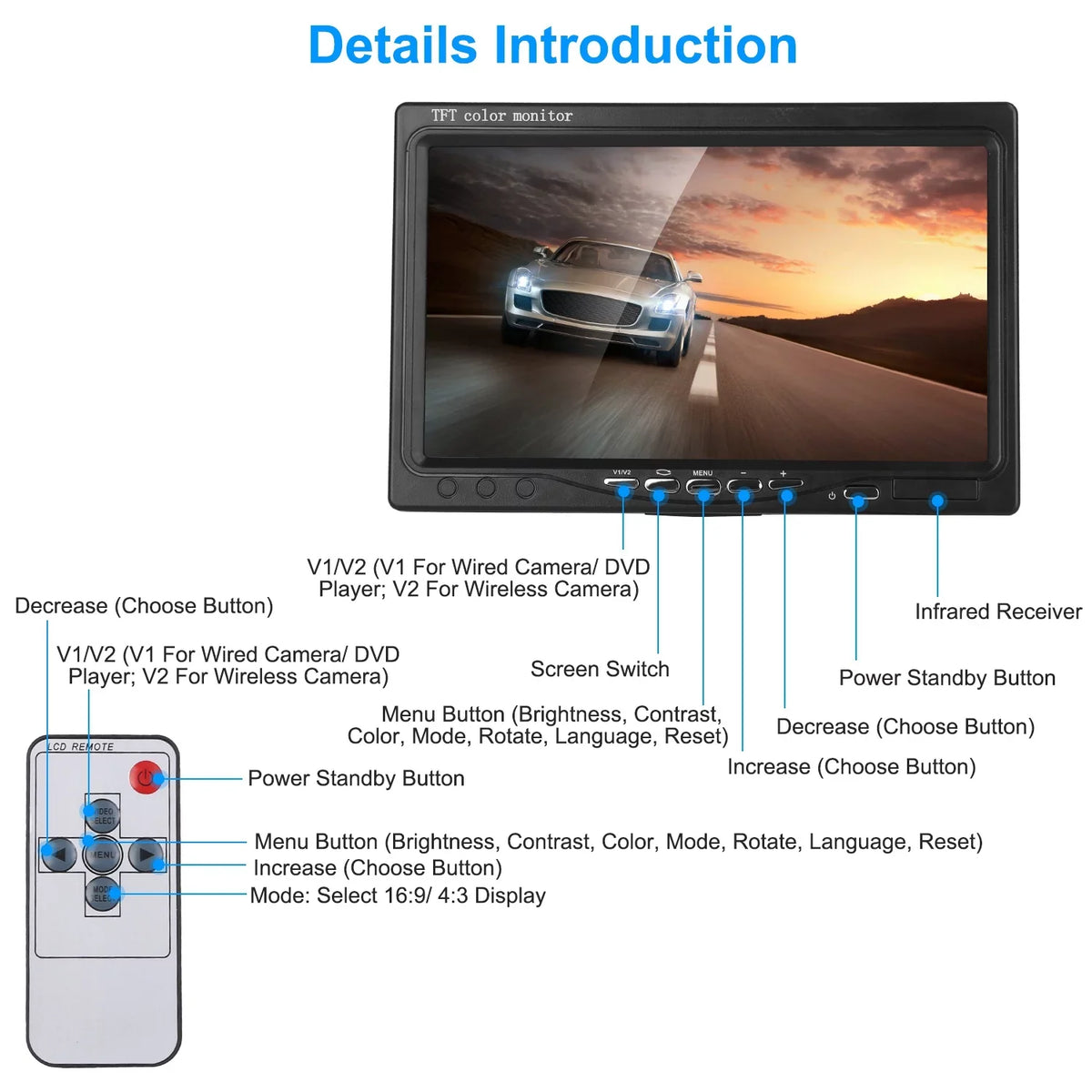 iMounTEK Wireless Backup Camera System Vehicle Rear View Monitor Kit IP67 Waterproof Car Parking Reverse System with 7In Screen Night Vision 2.4G Stable Signal for Car Trunk Van SUV