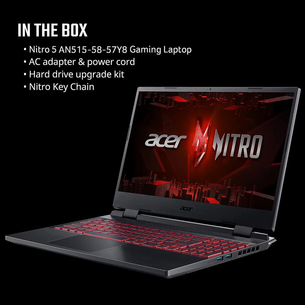 Nitro 5 AN515-58-57Y8 Gaming Laptop | Intel Core i5-12500H | NVIDIA GeForce RTX 3050 Ti Laptop GPU | 15.6" FHD 144Hz IPS Display | 16GB DDR4 | 512GB Gen 4 SSD | Killer Wi-Fi 6 | Backlit Keyboard