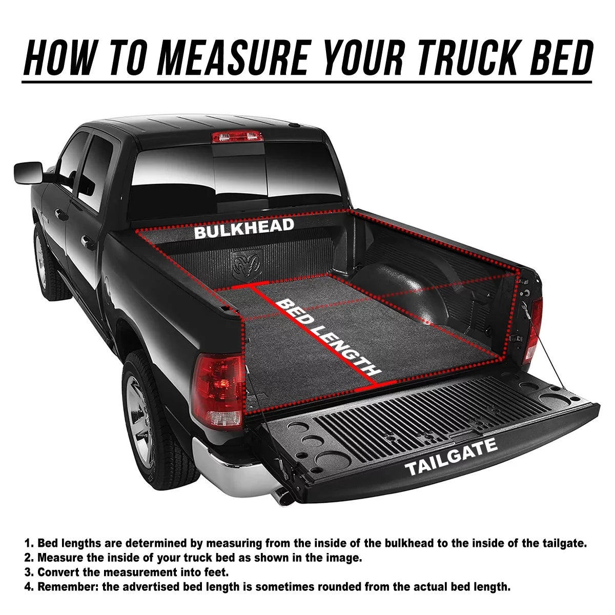 DNA Motoring TTC-TRISOFT-018 For 2009 to 2021 Ram Truck 1500 5.7' Bed Fleetside Tri -Fold Adjustable Soft Top Trunk Tonneau Cover